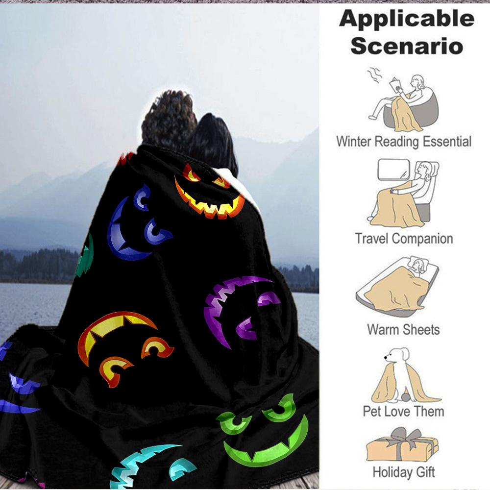 1pc Halloween Pumpkins Blanket, Lightweight Flannel Throw For Sofa, Bed, Travel, Camping, Livingroom, Office, Couch, Chair