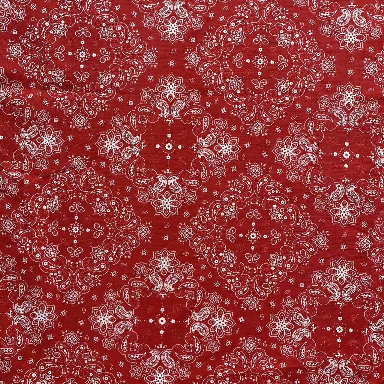 Poplin Printed Cotton Fabric, Printed Cashew Pattern Fabric for Bandanas and Garments