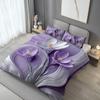 3pcs Bedding Set Purple Flowers 3D Printed Cozy Soft Duvet Cover King Queen Twin Size Birthday Gift for Adult Home Bedroom Decor
