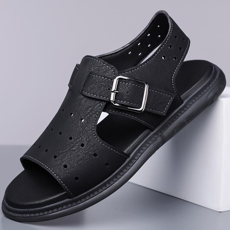 

Men s leather sandals 2025 new non-slip business casual low-top trend Korean version of youth driving shoes 38