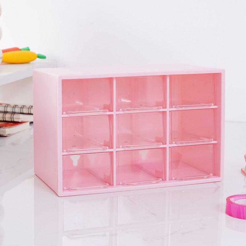 Stolní úložný box na mini zásuvky, stohovatelný úložný box s devíti čtvercovými přihrádkami, úložný box na sponky do vlasů/samolepky/šperky