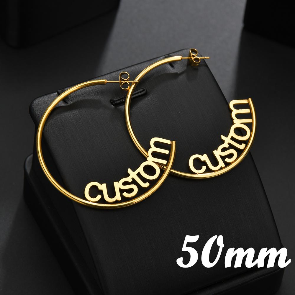 Atoztide Personalized Name Stainless Steel Letter Earrings For Women 3 Color Custom Name Cricle Earrings Weddings Party Jewelry