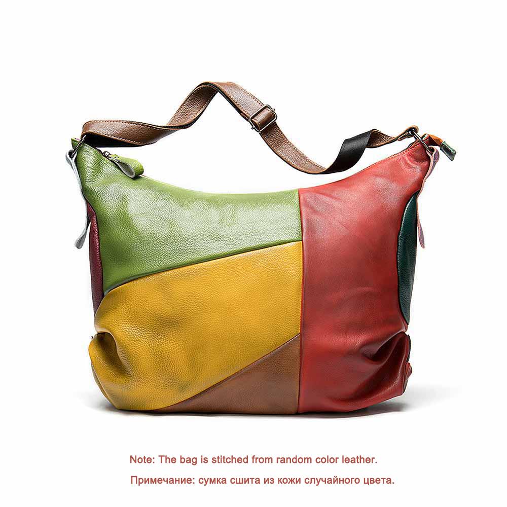 

Genuine Leather Women Hobos Bag Handwork Vintage Style Patchwork Real Leather Shopper Bag Fashion Bags Ladies Luxury Shoulder Crossbody Bags 2022