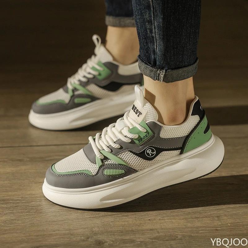 2025 Sommer atmungsaktiv lässig Sport Herren Schnürschuhe Low Top Mesh rutschfeste dicke Sohle Laufschuhe Herrenschuhe