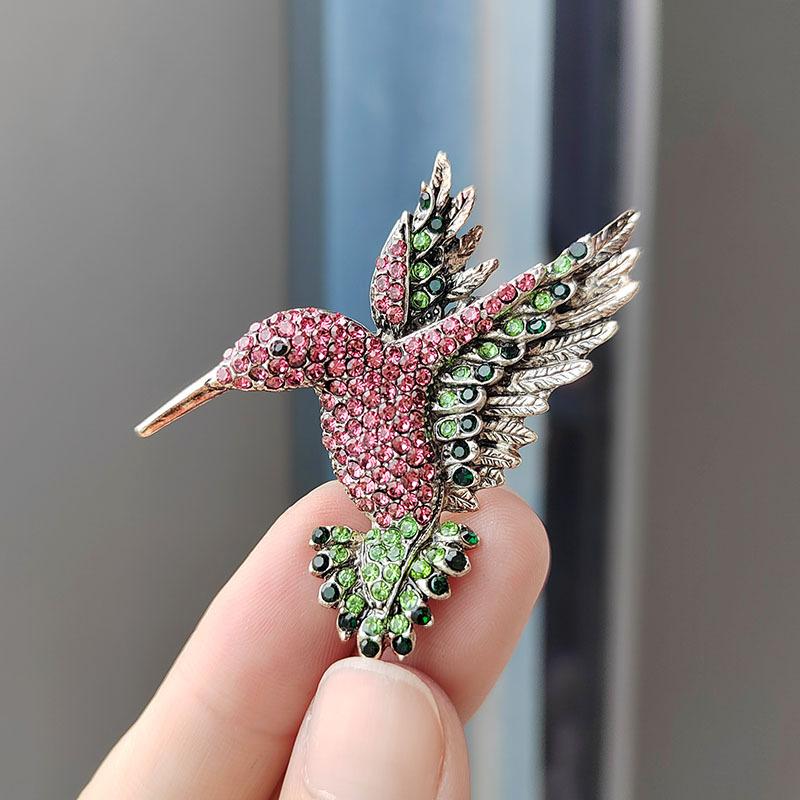 High-End Rhinestone Hummingbird Brooch Animal Brooch Clothing Bird Pin Brooch