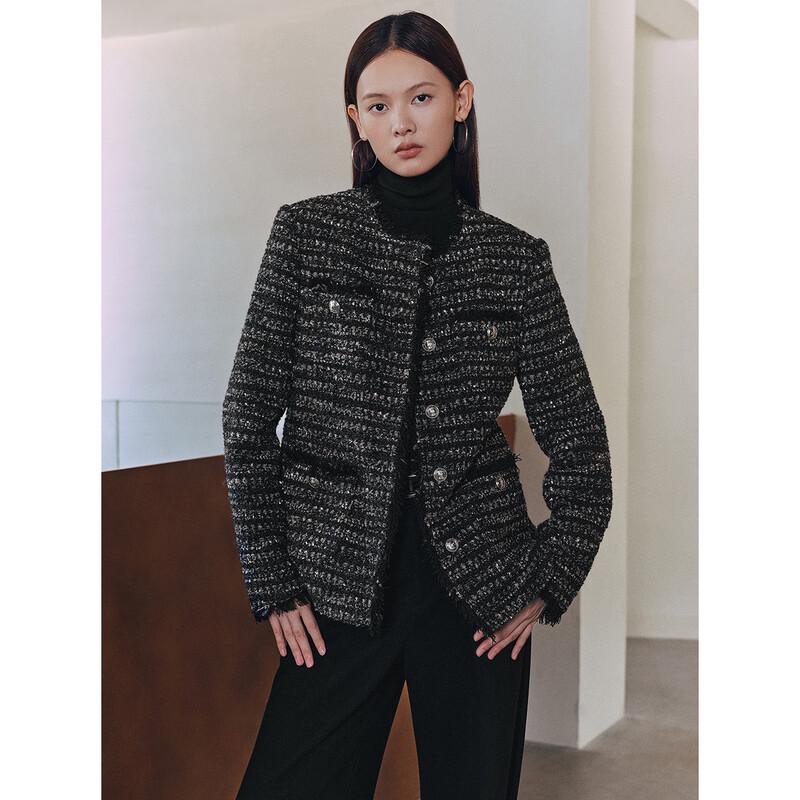 

PEACEBIRD Women s Elegant Tweed Short Jacket S