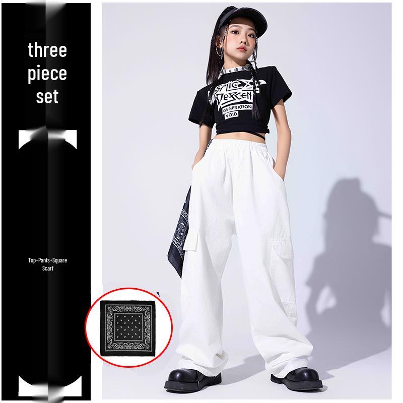 Girls' Trendy Jazz & Hip Hop Dance Costume - Crop Top & Street Dance Set for Kids