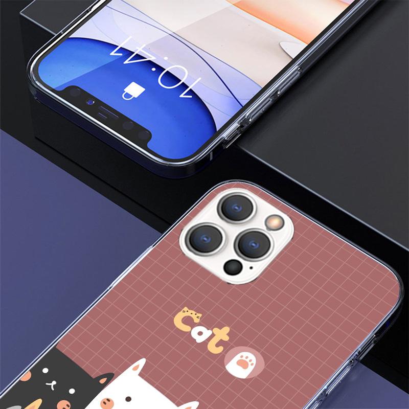 Cartoon Cute Cats Background Phnoe Case for Iphone 17 Air 16 16E 11 12 13 Mini 14 Plus 15 Pro Max 7 8 + SE 2020 Phone Cover Coqu