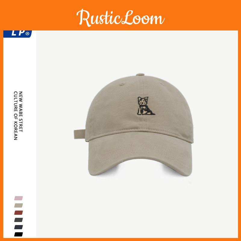 Embroidered Playful Cartoon Dog Stylish Wide Brim Baseball Hat For Adult Wear