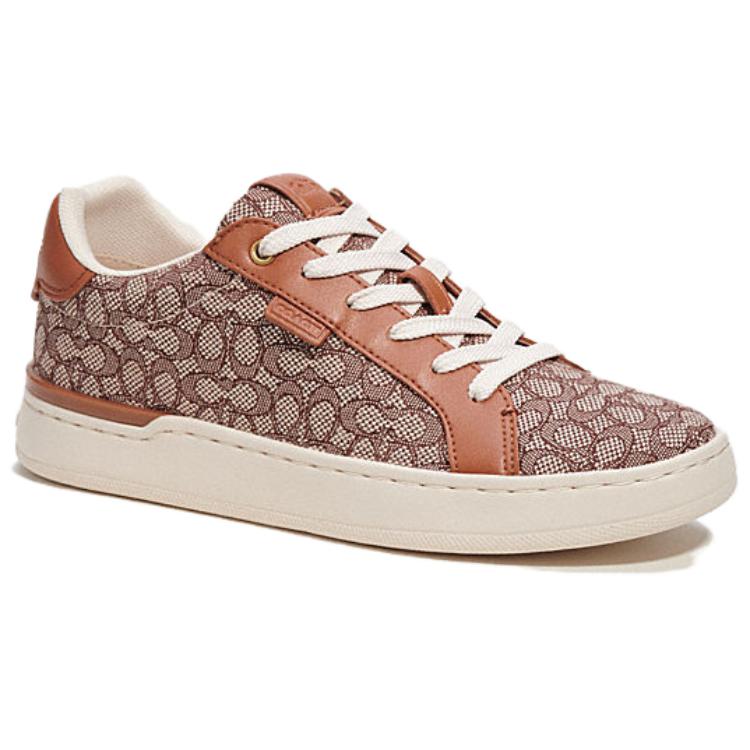 Coach Fabric Round Toe Lace-Up Low-Top Casual Shoes Women sneakers Brown CN171-URC