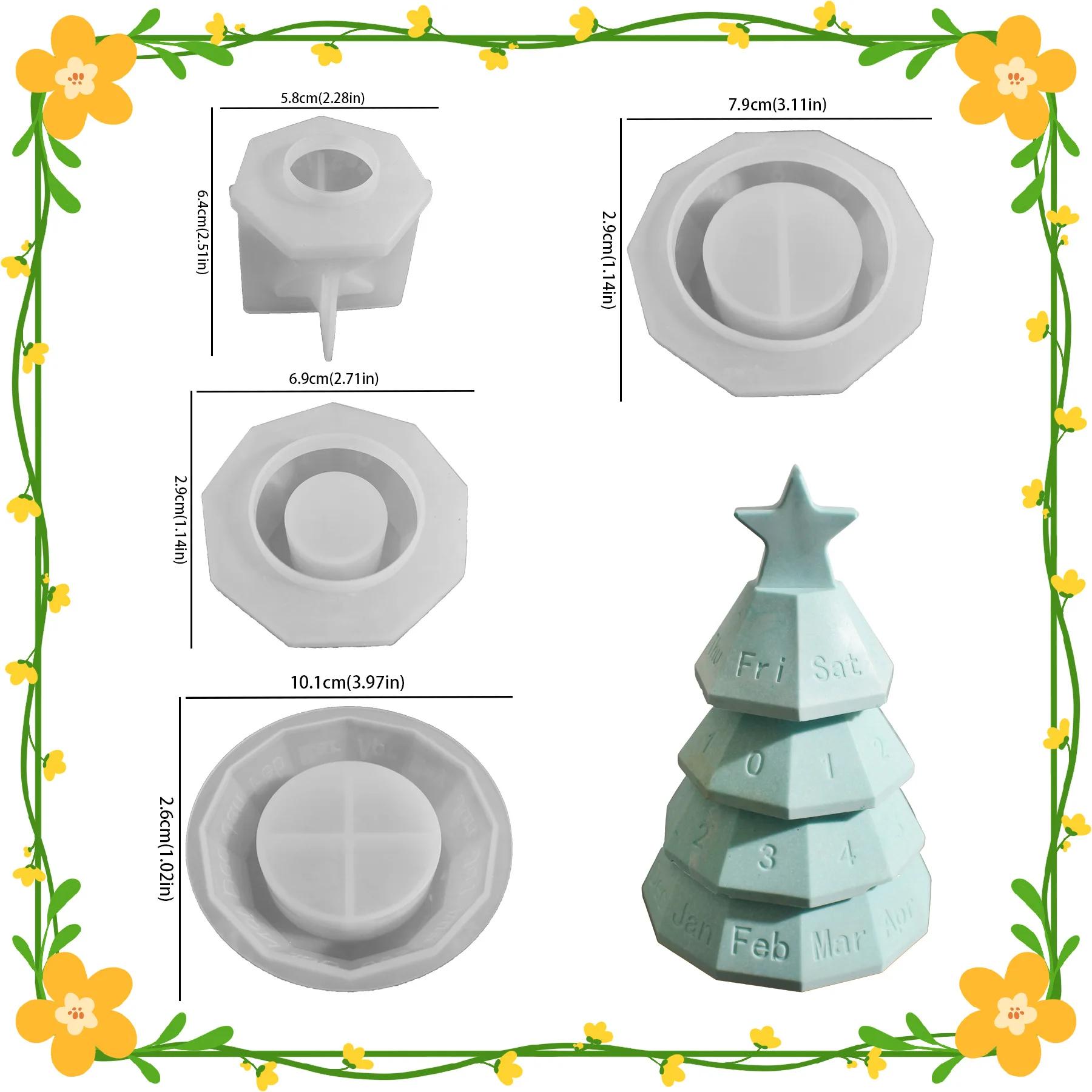 

2026 Latest Models Stacking Christmas Tree Candle Jar Silicone Mold Perpetual Calendar Stacking Music Christmas Tree Storage Box