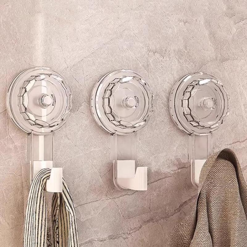 3pcs Removable Swivel Strong Suction Cup Hook Water And Moisture Resistant Suitable For Kitchen Bathroom