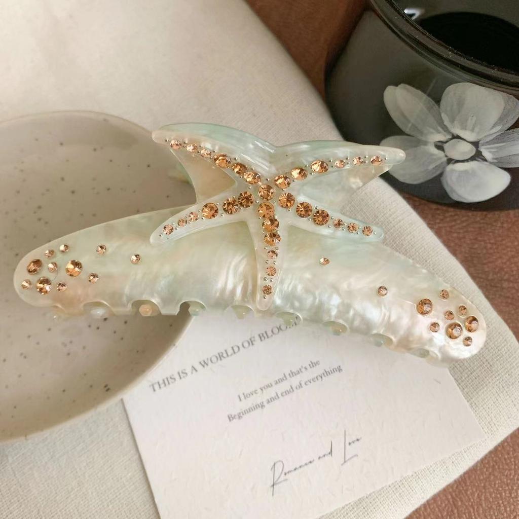 1pc Multi-color Starfish Hair Clip Acrylic Hair Claws, Summer Beach Hair Clip with Claws for Strong Fixation