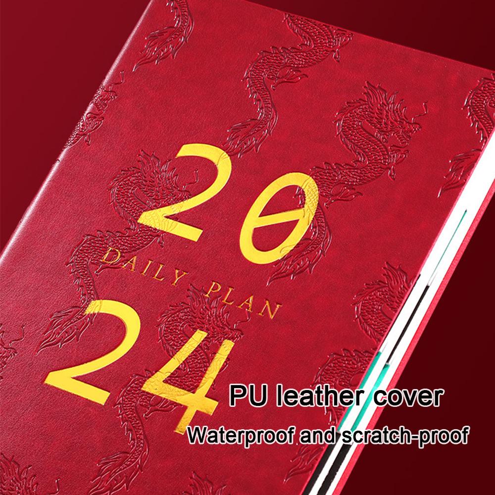 (Logo kann eingraviert werden) A5/B6 ultradickes Ledernotizbuch, Geschäftsplaner 2024, Studenten-Tagesplaner, Planer, Protokollbuch, Notizblock