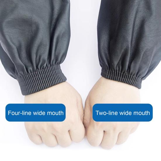 1 Pair Waterproof Arm Sleeves Oil-Proof Imitation Leather Arm Sleeves with Elastic Cuffs Long Protective Covers for Kitchen Labor Industrial Work