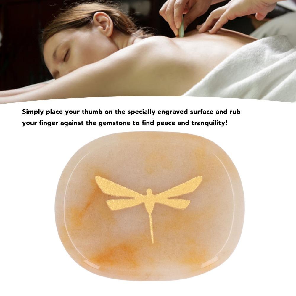 Lightweight Thumb Worry Stone Gold Dragonfly Carving Balance Stone Palm Stone Stress Relief