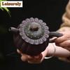 181ml Vintage Yixing Purple Clay Teapots Handmade Insect Interest Chrysanthemum Petals Pot Raw Ore Mud Kettle Zisha Tea Set Gift