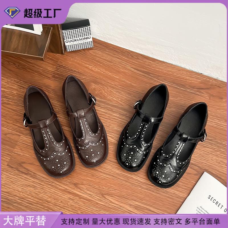 Single shoes 2025 spring women's fashion Huizhou women's shoes Mary Jane rivet high heels women's fashion versatile shoes women