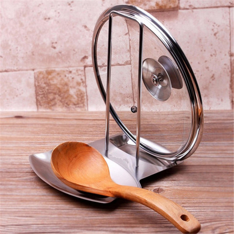 1 pièce Accessoires de cuisine Étagère pour couvercle de casserole en acier inoxydable Organisateur de cuisine Support pour couvercle de poêle Support Éponge Porte-cuillère Égouttoir