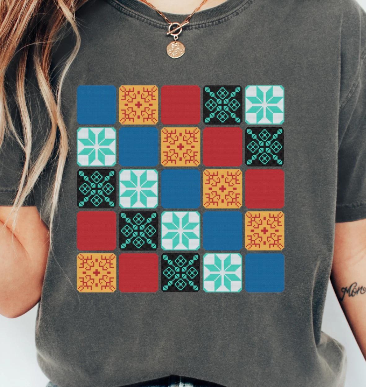 Azul Board Game Inspired T-Shirt, Knitted Look Unisex Tee, Game Night Shirt 2XL
