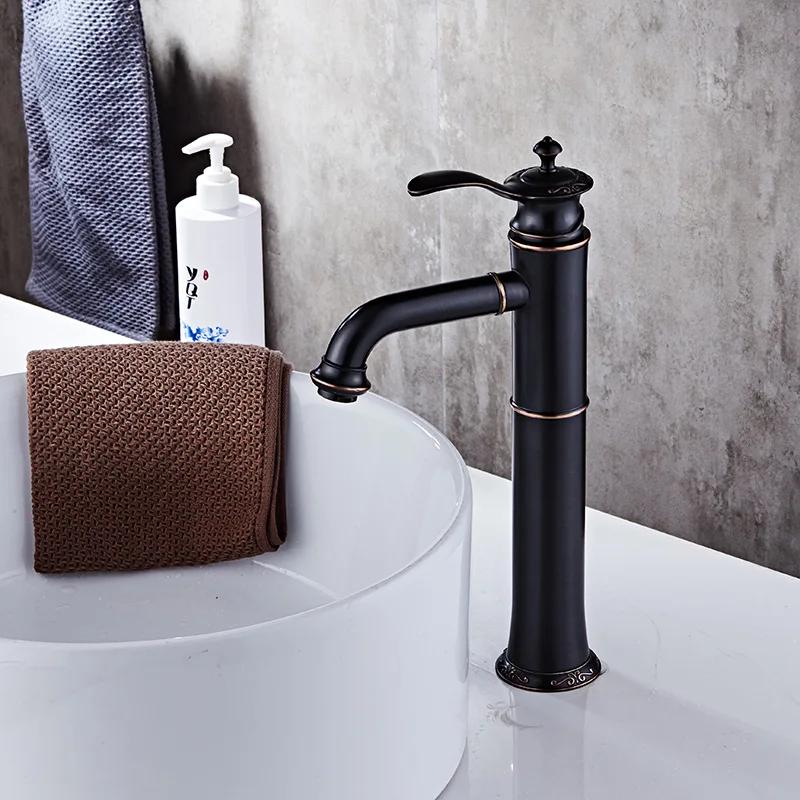 Basin Faucets Black Color Wash Basin Tap Bathroom Faucets Sink Tap Single Handle Faucet for Bathroom Deck Mounted Mixer Crane