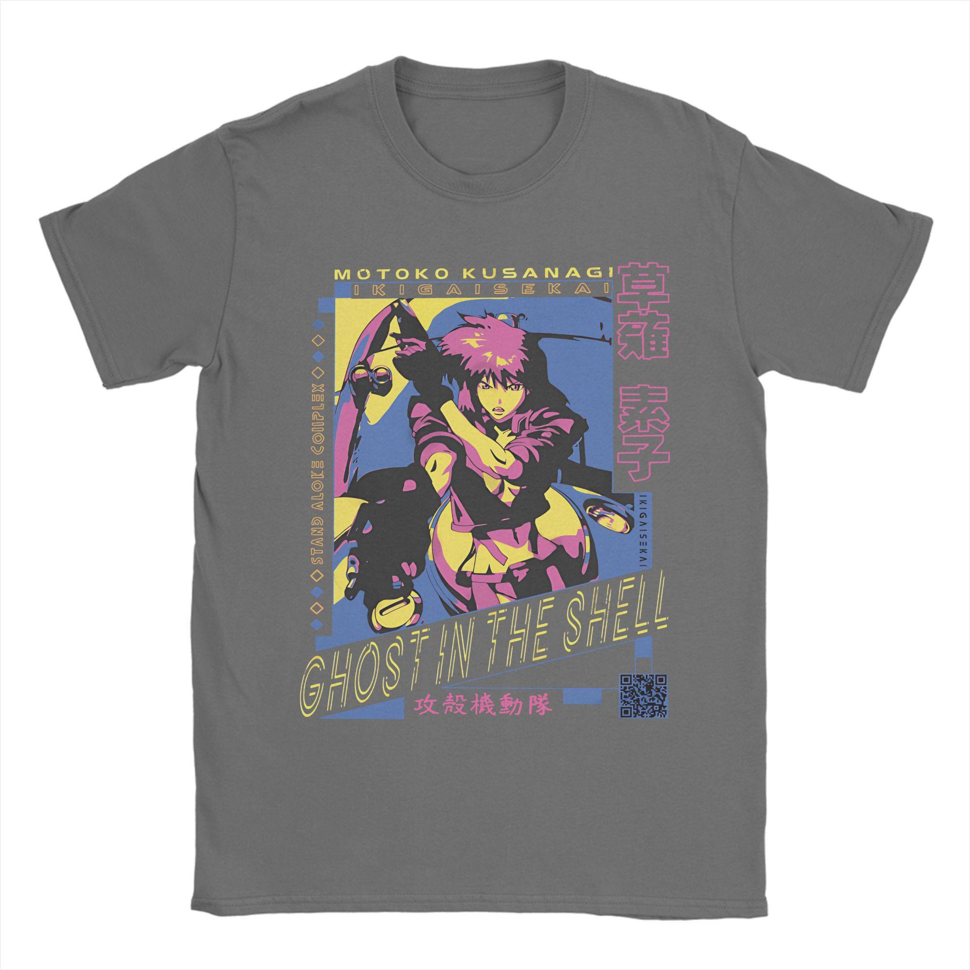 

Бавовняна футболка Ghost in the Shell для чоловіків Пляжна Смішні футболки З круглим вирізом Модні футболки Оверсайз З принтом Топи S