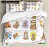 Cartoon Sloth Bedding Set for Bedroom Home Manga Style Sloth Print Duvet Cover Lazy Sleeping Australian Animal Soft Quilt Cover