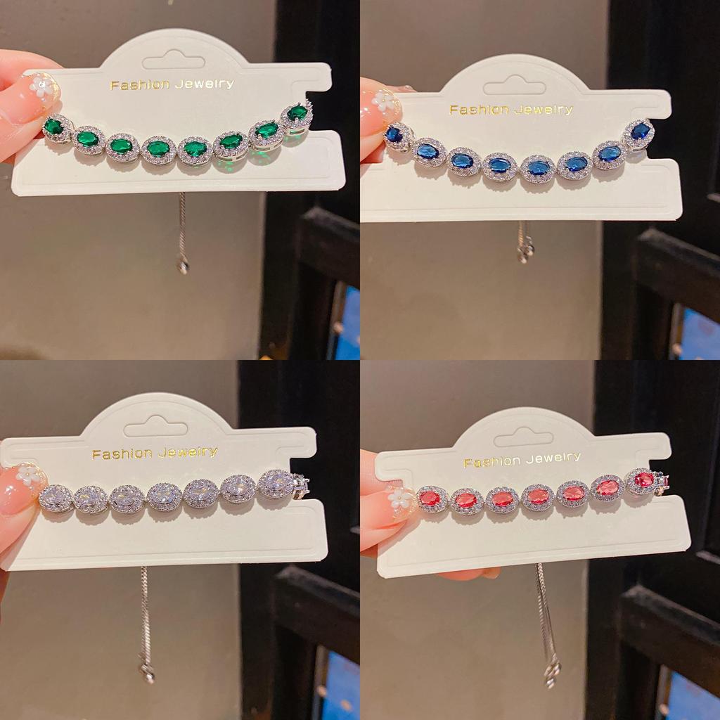 Geometric Oval Zircon Pendant Bracelet For Women Fashion Jewelry Gift For Office