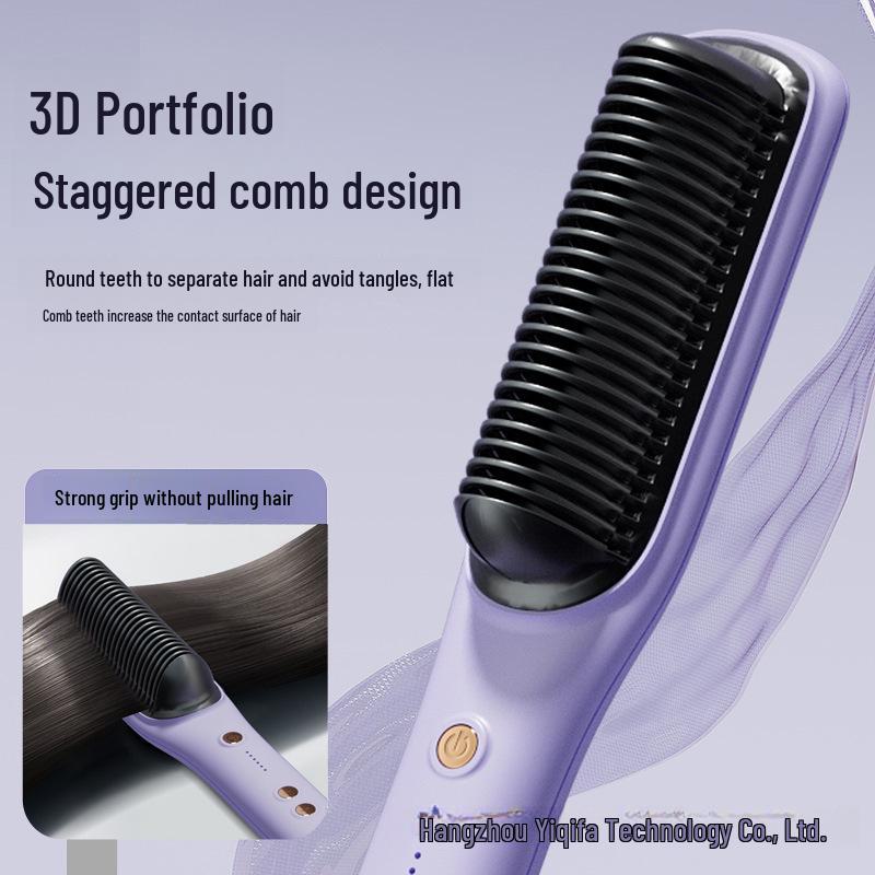 Dual-Use Negative Ion Hair Straightener Comb for Straightening & Curling