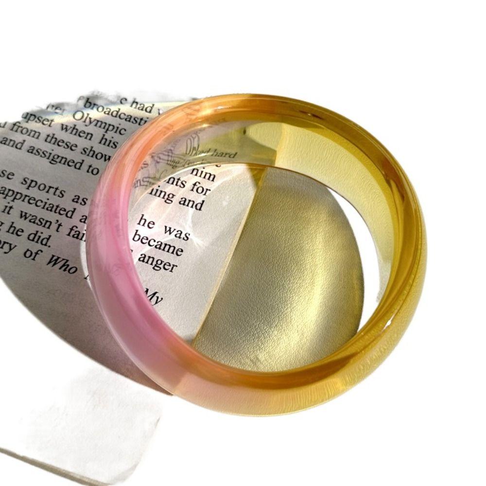Transparent Jelly Color Wide Bracelet Gradient Geometric Irregular Bangle  Girls