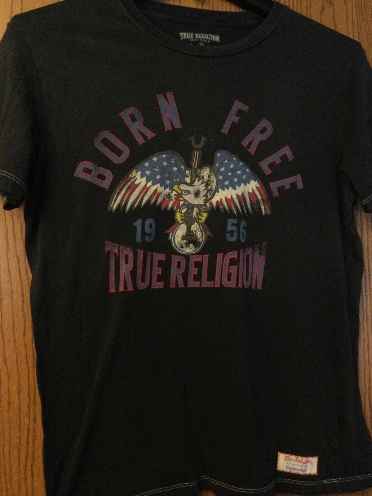 True Religion - «Рожденный свободным - 1956» - Черная рубашка - L - True Religion M