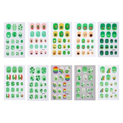 Autocollants pour ongles imperméables faciles à utiliser pour enfants Dessin animé Trèfle à quatre feuilles Application simple Multiples designs Autocollants amusants pour ongles