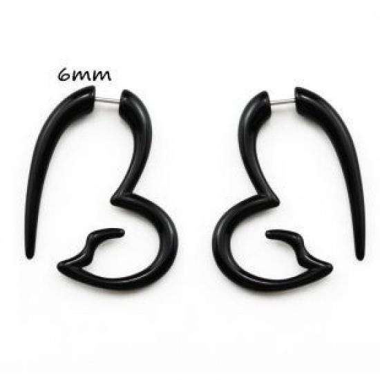 Fashion Black Horn Earrings For Women Hip-hop Acrylic Ear Stud Stainless Steel Anti-Allergies Earrings Gothic Spiral Ear