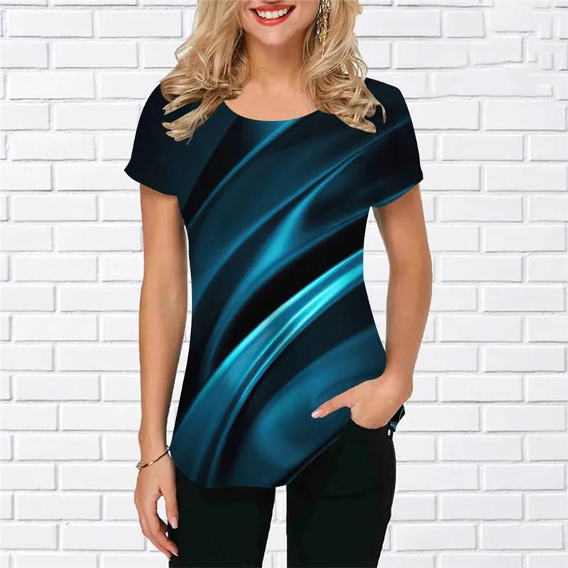 Fashion Tie-dye Women T-Shirts Summer Short Sleeve Striped Gradient 3D Printed Street Ladies Tee 8XL Plus Size Casual Tops