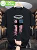 Patriotic American Flag & Christian Cross Print Cotton T-shirt - 100% Cotton Loose Fit Crewneck