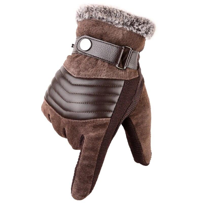 Winterhandschuhe für Herren, Touchscreen, warme Freizeithandschuhe, Fäustlinge für Herren, Outdoor-Sport, Vollfinger-Einfarbig