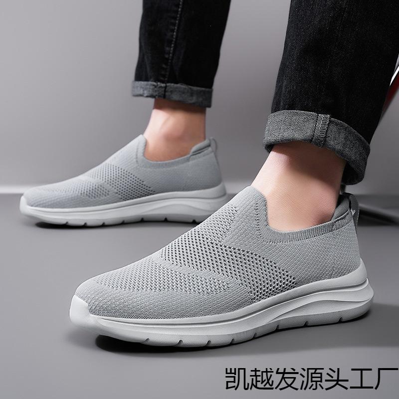 Large size men's shoes fly-woven mesh sports casual shoes overalls lazy socks shoes couple lightweight running shoes men