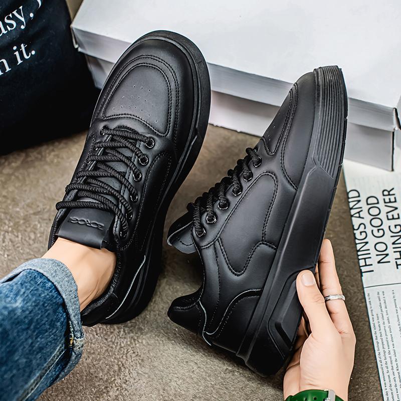 Outdoor Men's Casual Sneakers Leather Walking Shoes White Board Shoes Breathable Athletic Jogging Shoes Anti Slip Running Shoes