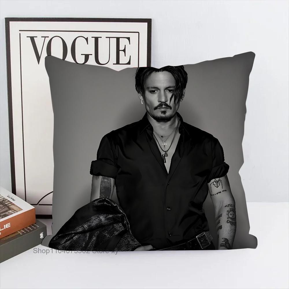 J-Johnny Depp Pillow Case Square Pillow Bedroom Sofa Leisure Comfort Cushion Car Living Room Home Decoration