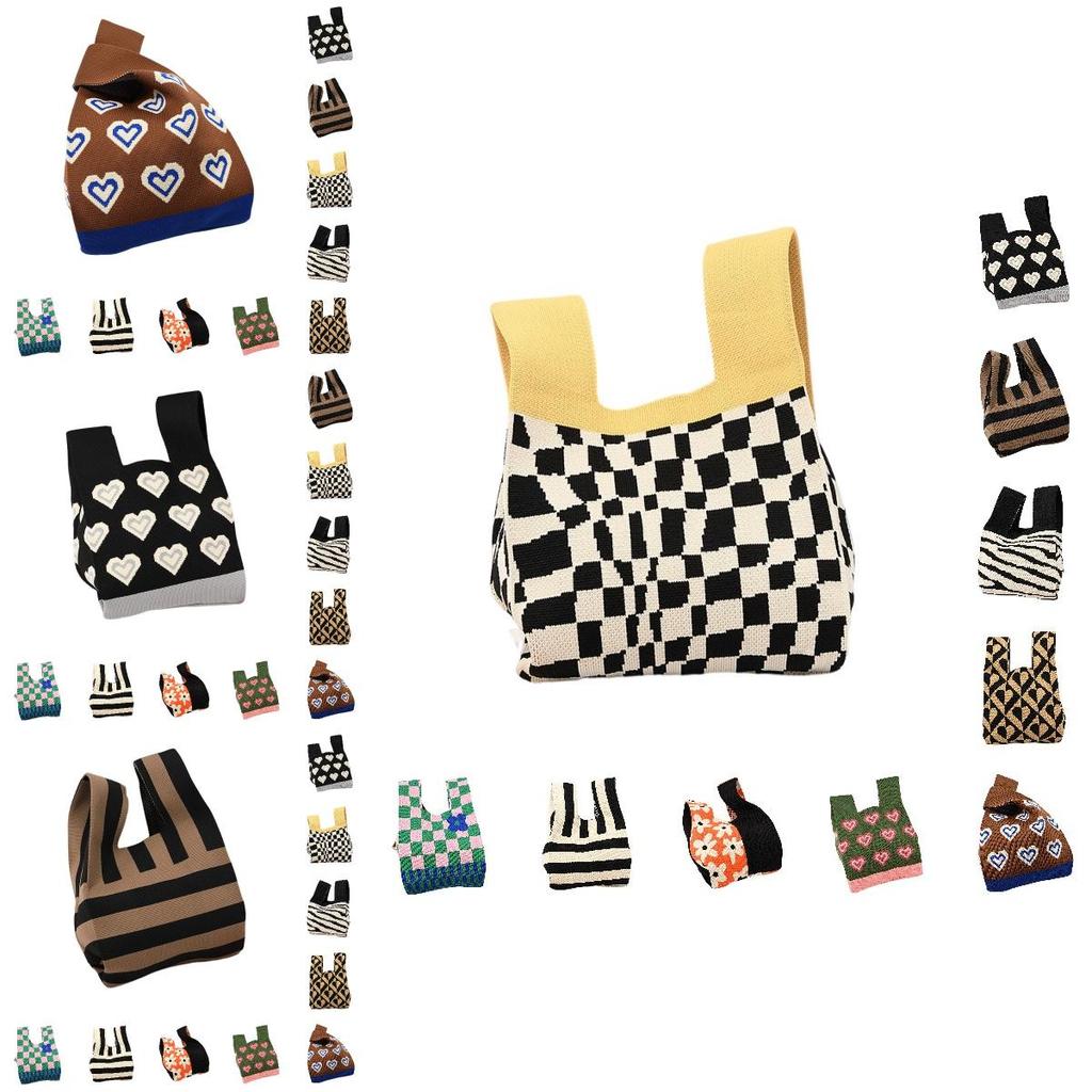 Bolso de Muñeca Tejido de Moda Con Combinación de Colores Audaz Para Mujer
