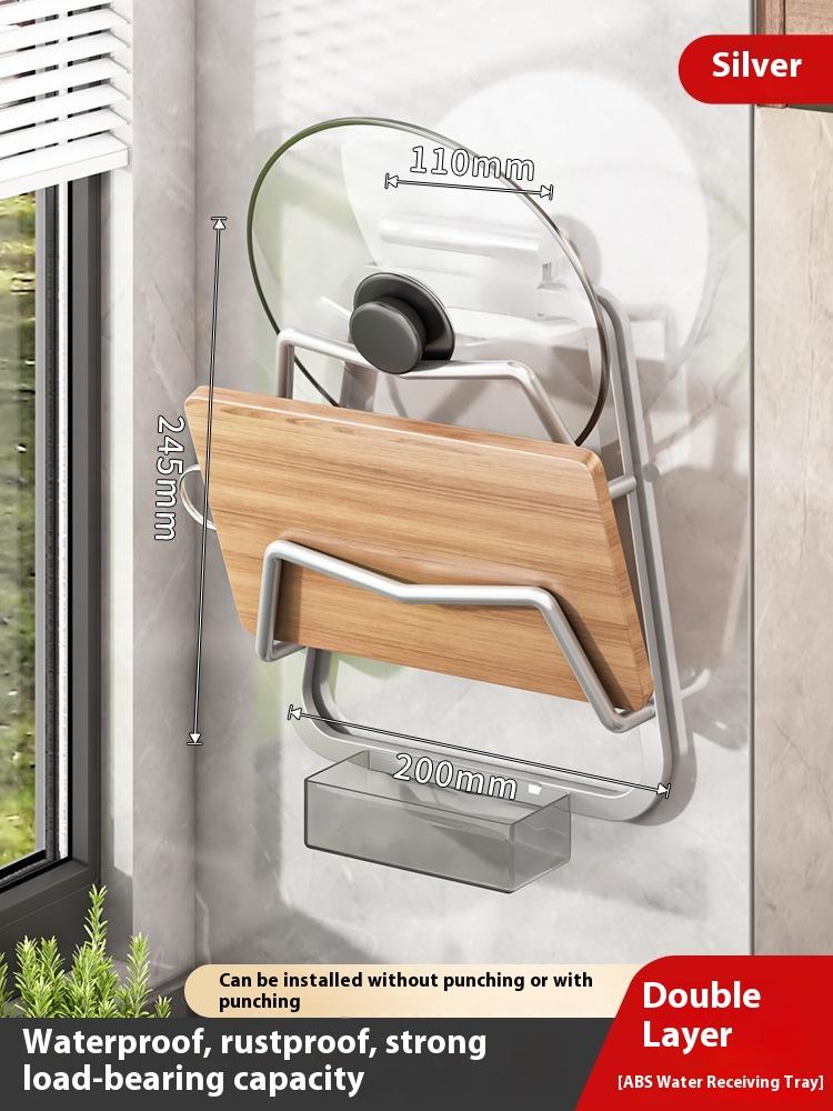 Pot Lid Rack No Punching Wall-mounted Kitchen Rack Large Cutting Board Placer Household Storage Multi-layer Cutting Board Shelf