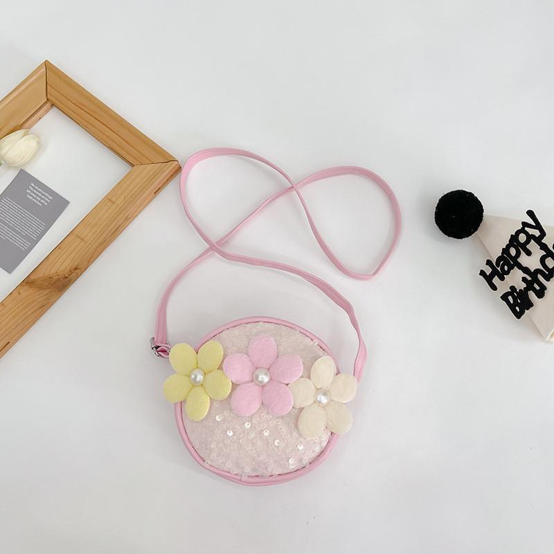 

Stylish And Playful Children s Floral Shoulder Bag Perfect For Everyday Activities With Comfortable Single Shoulder Strap рожевий