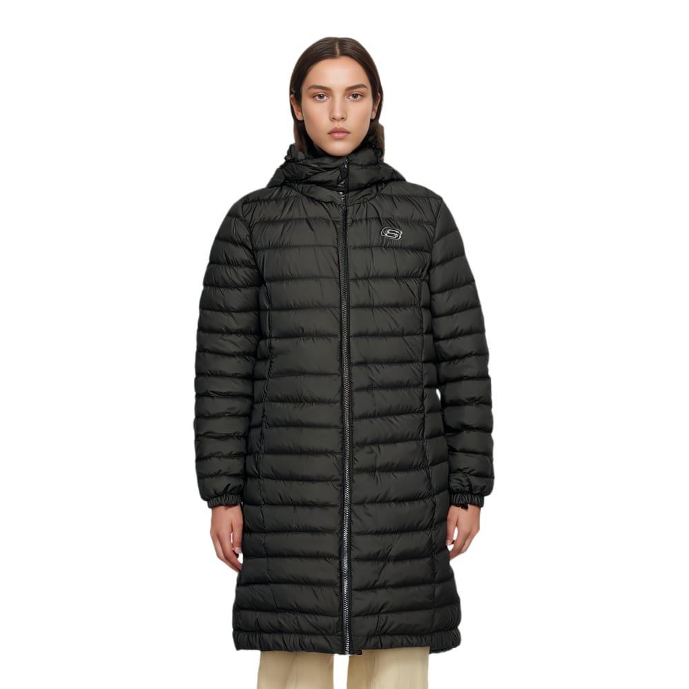 Skechers Colorful Down Jackets Women's Carbon Black/0018 Hooded Moderate Other L421W018-0018