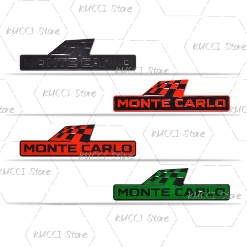 AAABV1 Alloy Metal Monte Carlo Racing Flag Grille Emblem Rear Trunk Badge Sticker For Skoda Fabia Octavia Kodiaq Superb VRS Kamiq Rapid
