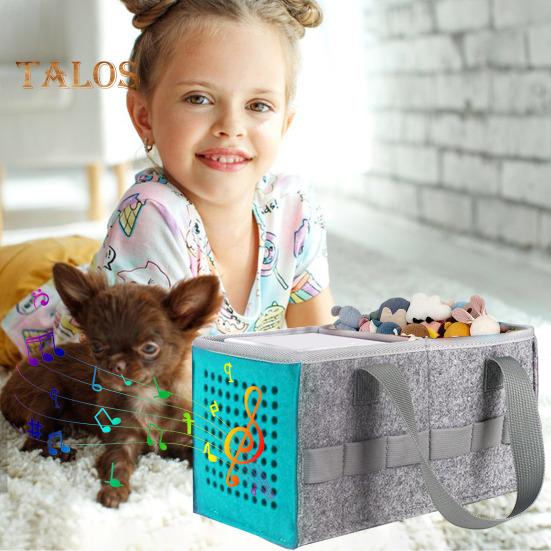 Wireless Speaker Felt Storage Bag Portable Handle 2 Compartments Large Capacity Foldable Audio Player Kids Stuffed Toy Snack Organizer Carrying
