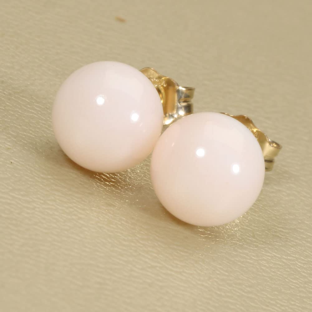 Pink Coral Mid Coral Earrings Round Beads Gold Filled Undyed