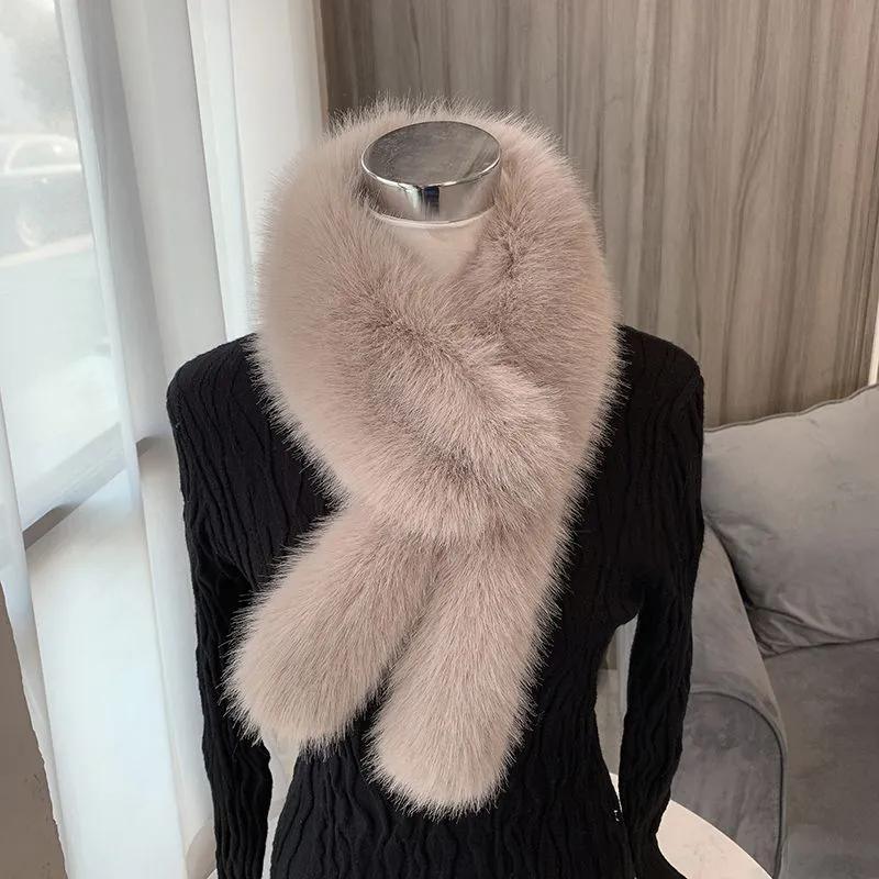 WTEMPO Women's Thickened Windproof Cold-proof Casual Plush Scarves Faux Fur Solid Color Winter Long Warm Scarves