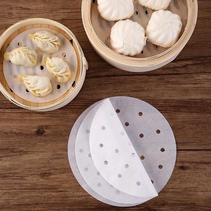 50pcs/100pcs 7.6cm/2.99in and 12.7cm/5in Food Grade Steamer Pad Circular Steamer Paper Silicone Paper Mantou Paper Baking Paper