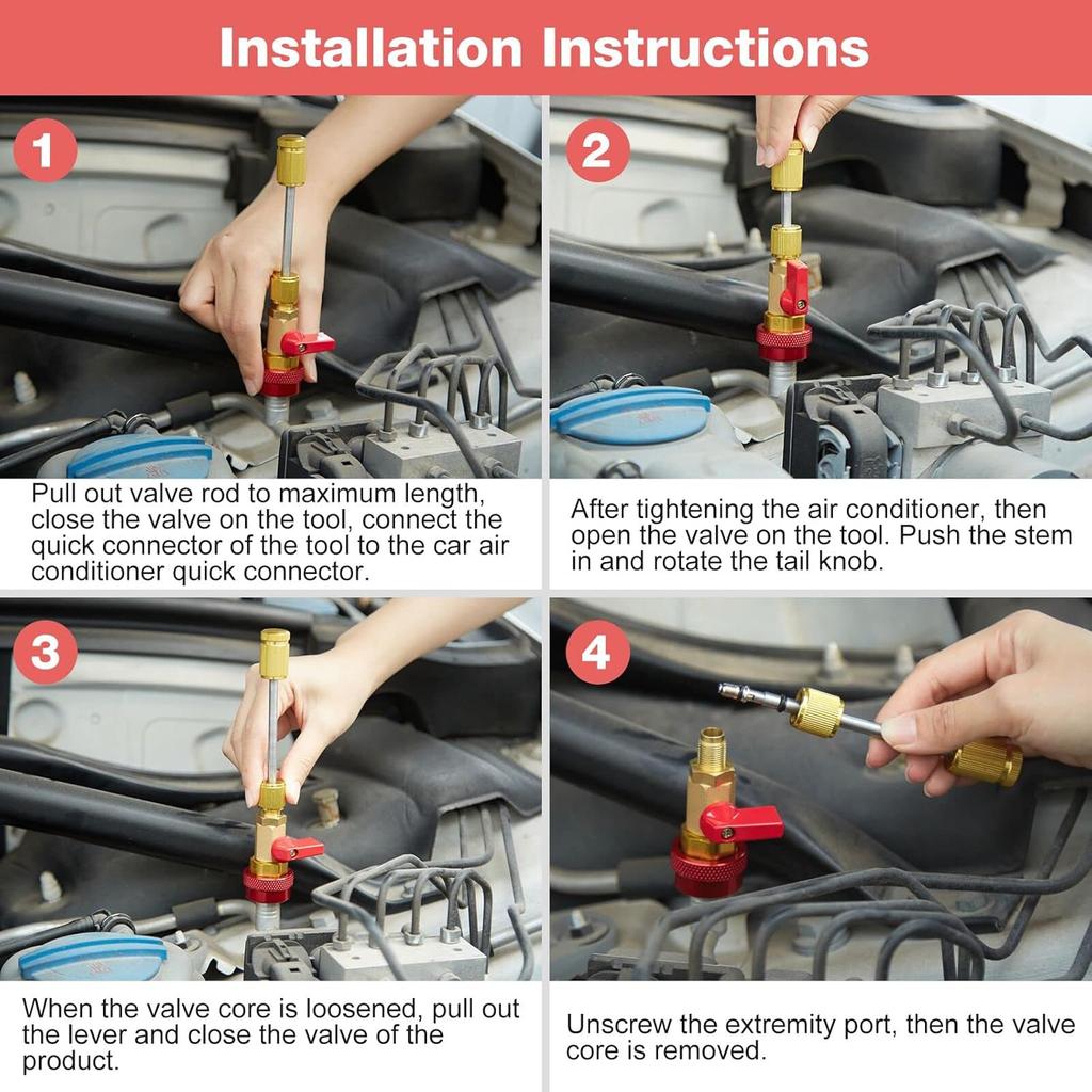 WADEO R134A Valve Core Quick Remover Installer, High Low Pressure Valve Core Remover Tool with Strong Sunction Valve Rod for R134A Refrigerant Air