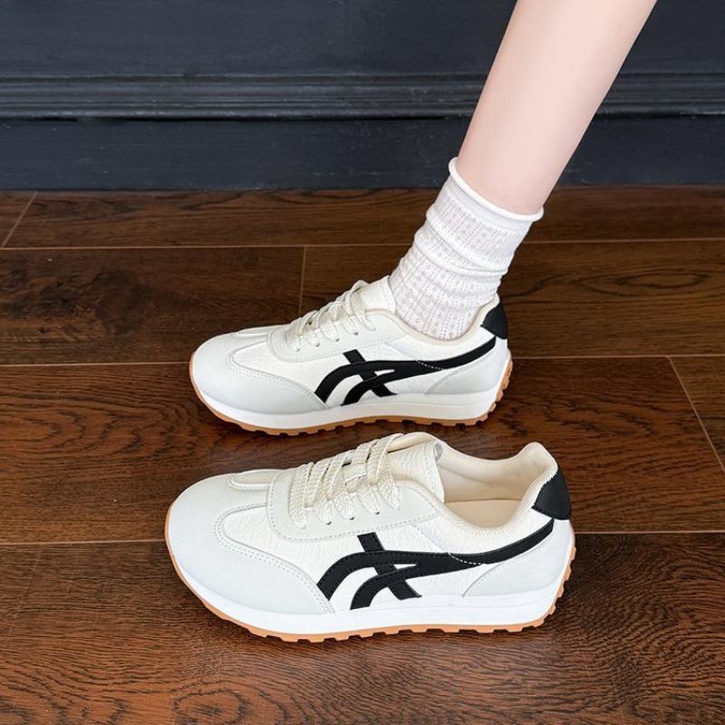 College-Stil dicksohlige farblich passende neue Lederschnürschuhe Student vielseitige Sportschuhe Damen